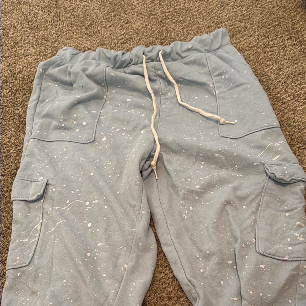NOBO Blue Cargo Pants with White Accents